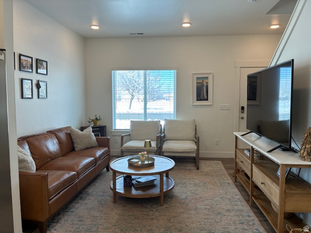 1249 West 1820th Street South Logan, UT 84321 - Photo 4 of 15 Living room featuring wood finished floors and recessed lighting