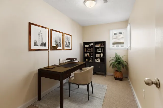a table room with furniture and potted plant