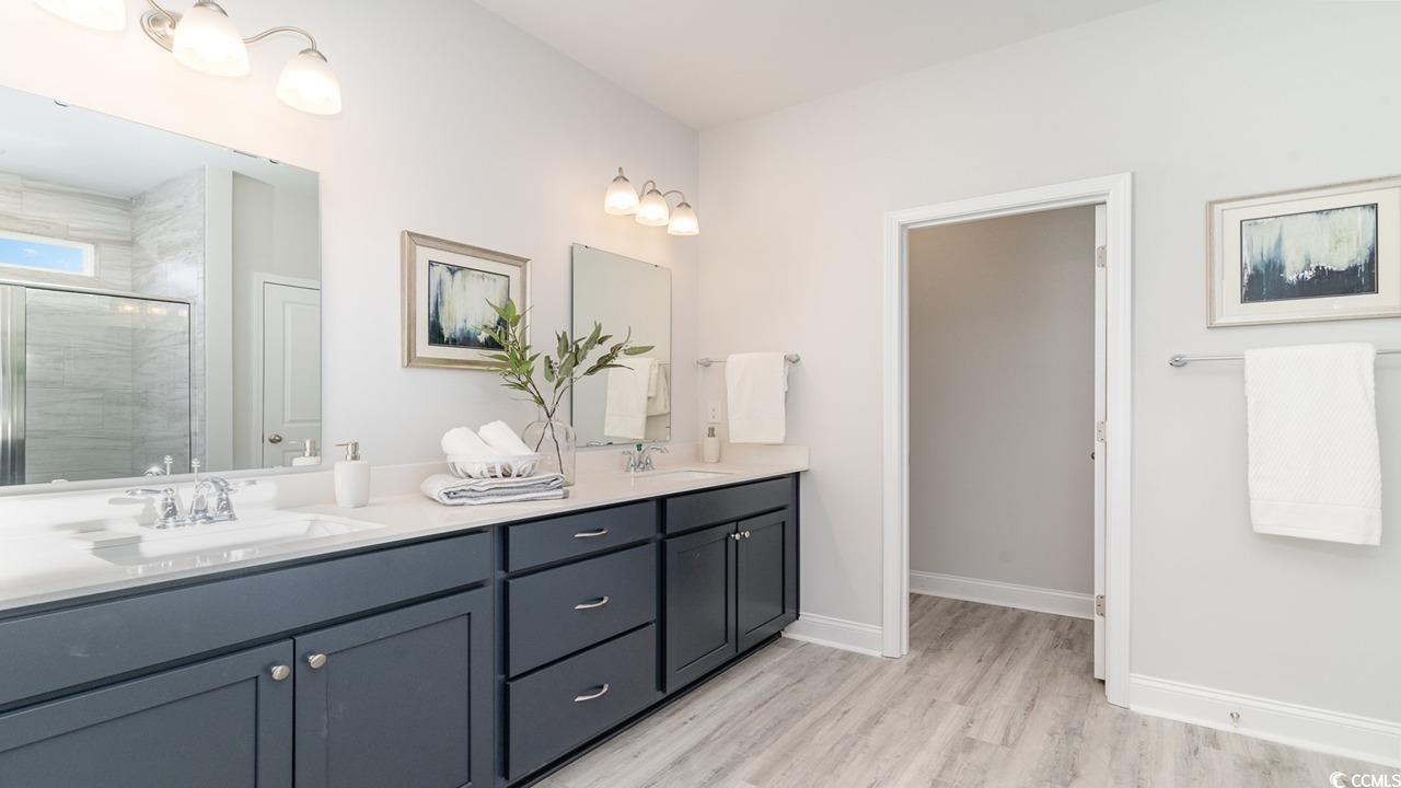 803 Ireland Drive Longs, SC 29568 - Photo 25 of 26 Bathroom featuring a shower with door, vanity, and