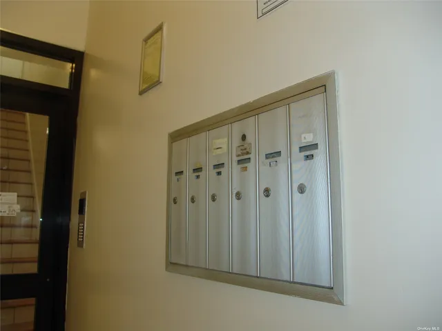 a view of a small space with a window