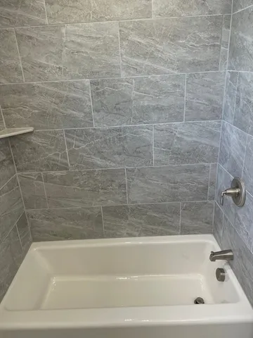 a bathroom with a shower and a bathtub