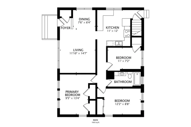 a picture of a bench in front of a door