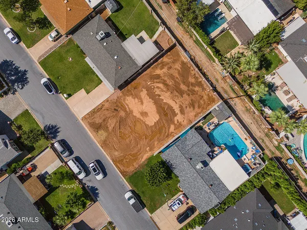 an aerial view of a house
