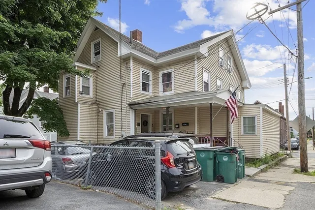 a view of a porch with wooden floor