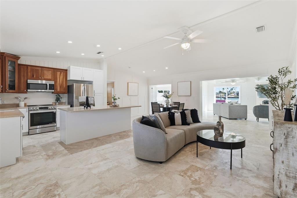 15302 Harbor Drive Madeira Beach, FL 33708 - Photo 8 of 47 a living room with furniture and kitchen view