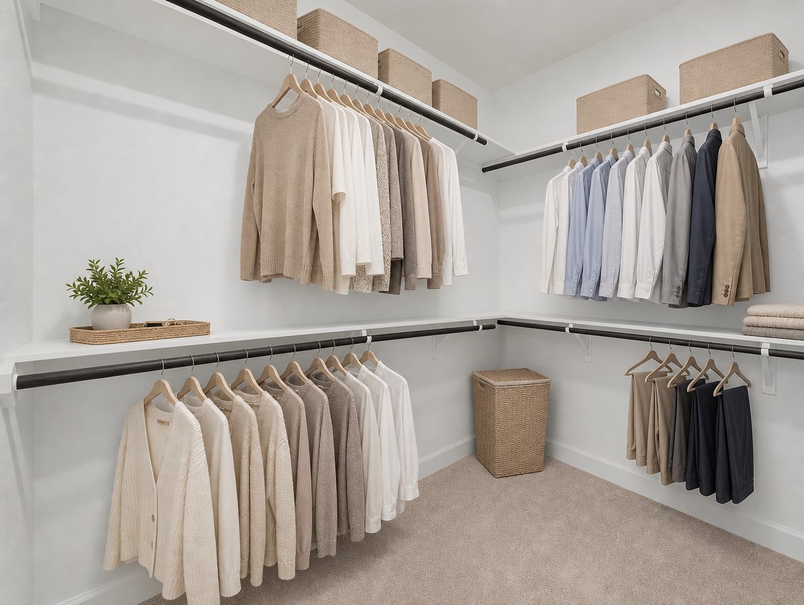 1440 Riva Ridge Drive Leander, TX 78641 - Photo 27 of 37 Organized hanging storage solutions define this practical and tidy closet space.