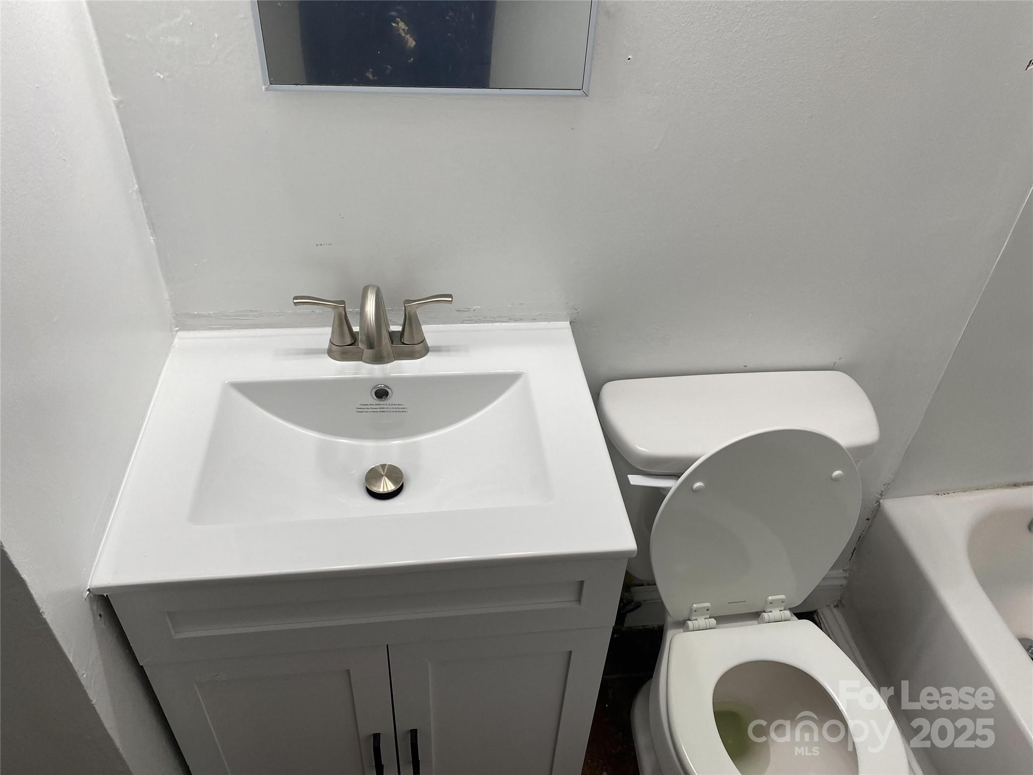 1345 Standish Street, Unit A Salisbury, NC 28144 - Photo 12 of 16 a bathroom with a toilet sink and mirror