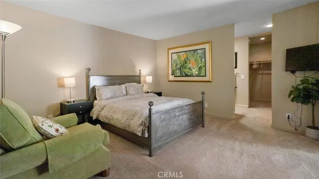 a bed room with a bed and a television