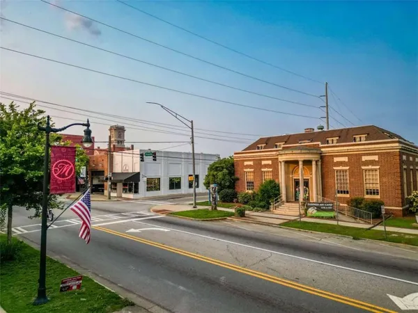 a view of a building with street