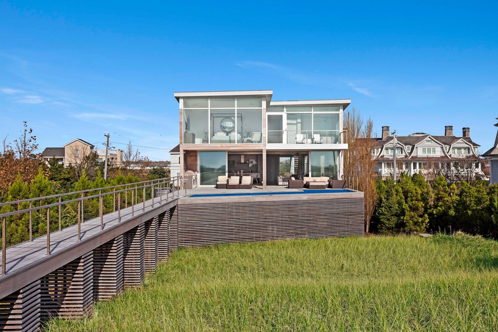 a view of a house with a balcony