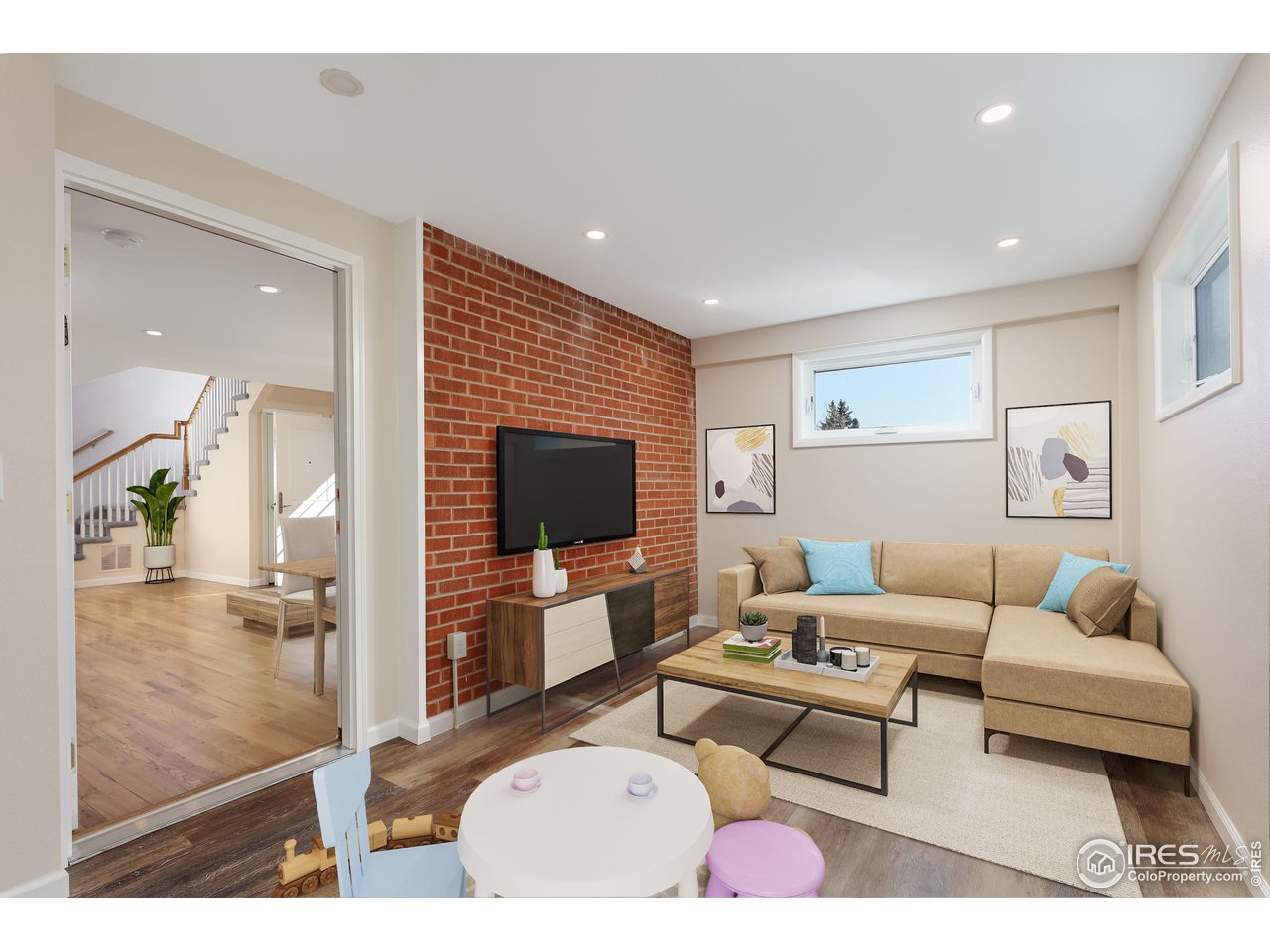 1345 Georgetown Road Boulder, CO 80305 - Photo 9 of 38 option 3: tv/rec room at main floor nanny suite with 3/4 bathroom, laundry and separate exterior entry