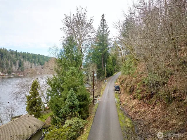 a view of lake with mountain