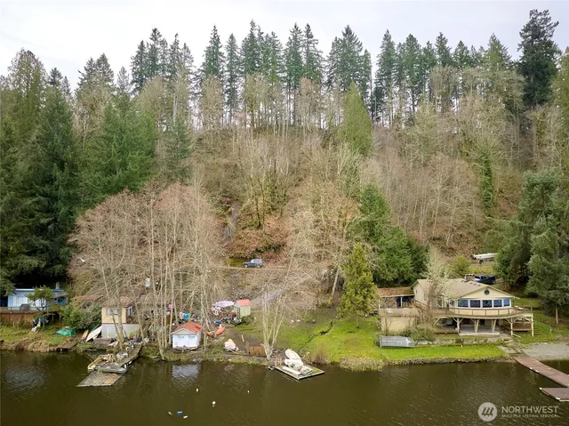 a view of a lake with a mountain