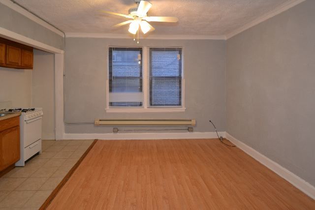 4735 North Beacon Street, Unit 307 Chicago, IL 60640 - Photo 8 of 15 a view of a livingroom with wooden floor and a ceiling fan
