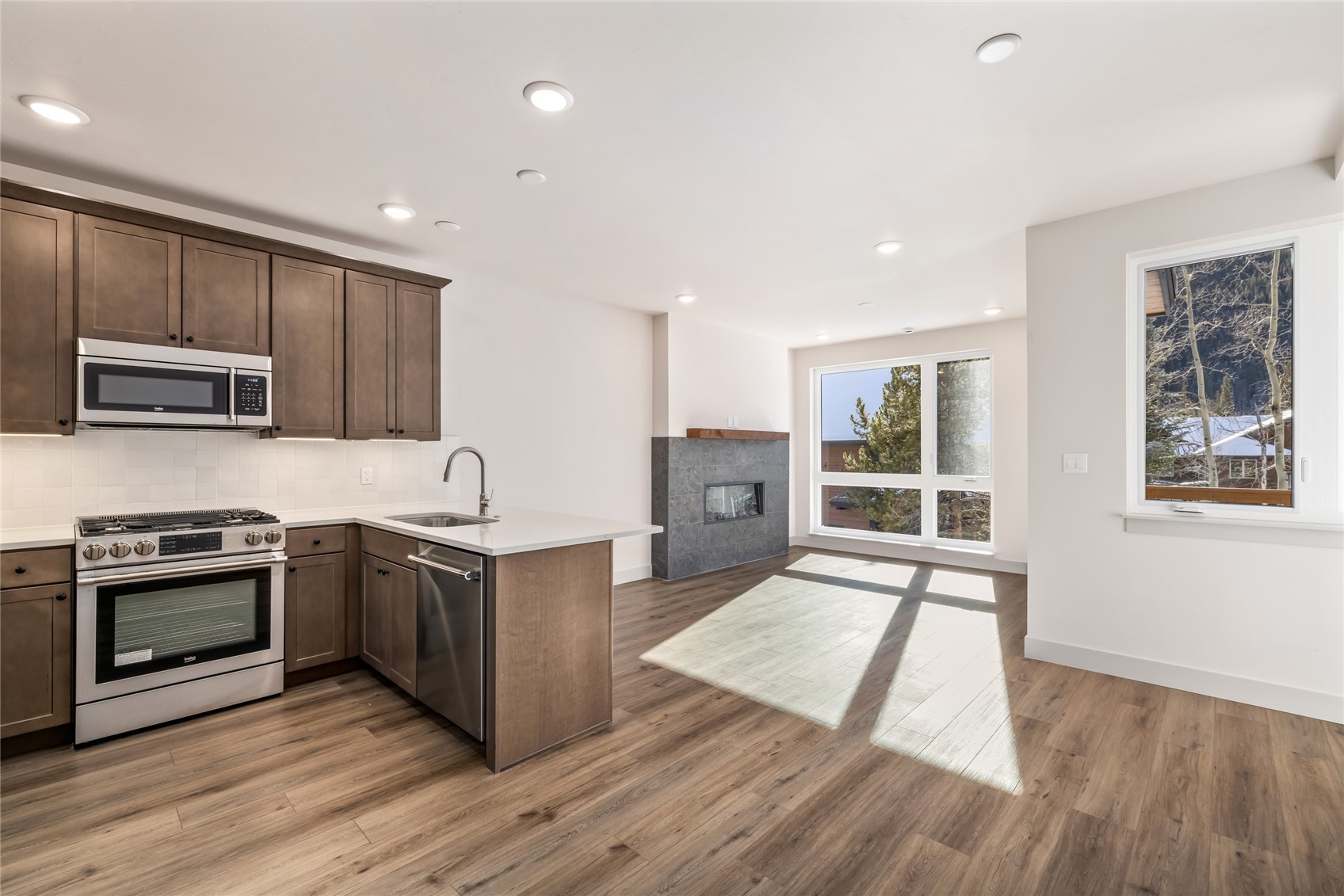 628 Montezuma Road, Unit D2 Keystone, CO 80435 - Photo 3 of 25 a kitchen with stainless steel appliances granite countertop a stove and a sink