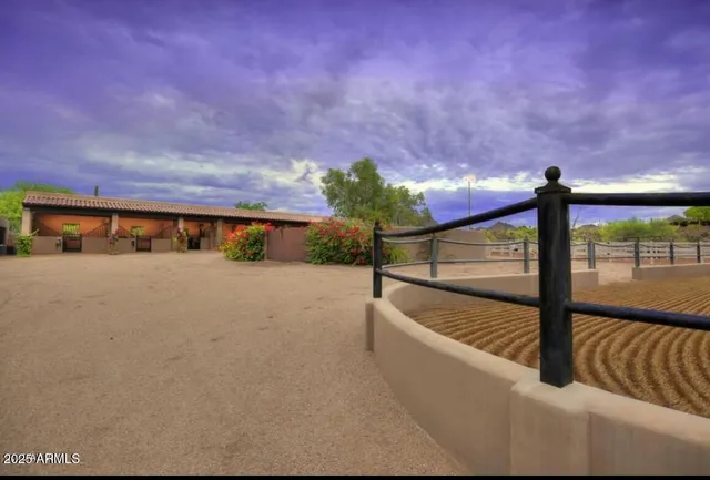 a view of a swimming pool with an outdoor space
