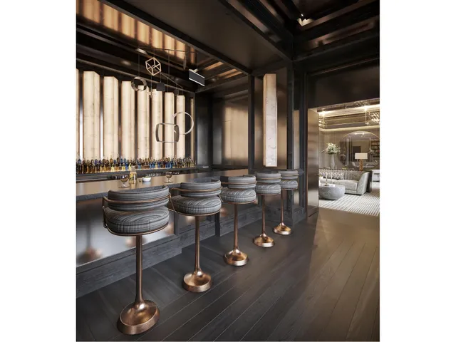 a room with lots of wooden furniture