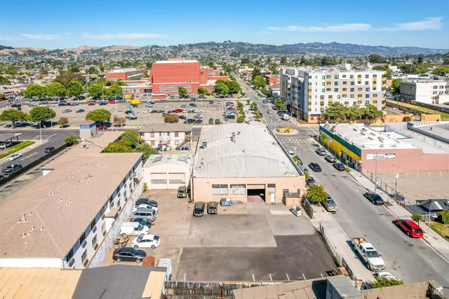 a view of a terrace with a building