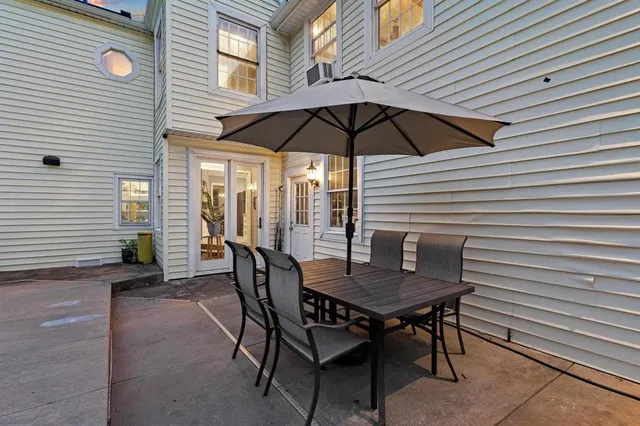 a table and chairs in patio