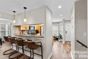 a view of a dining room and livingroom view