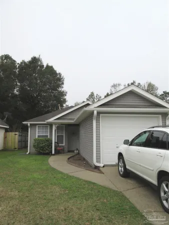 a view of a car parked in front of house