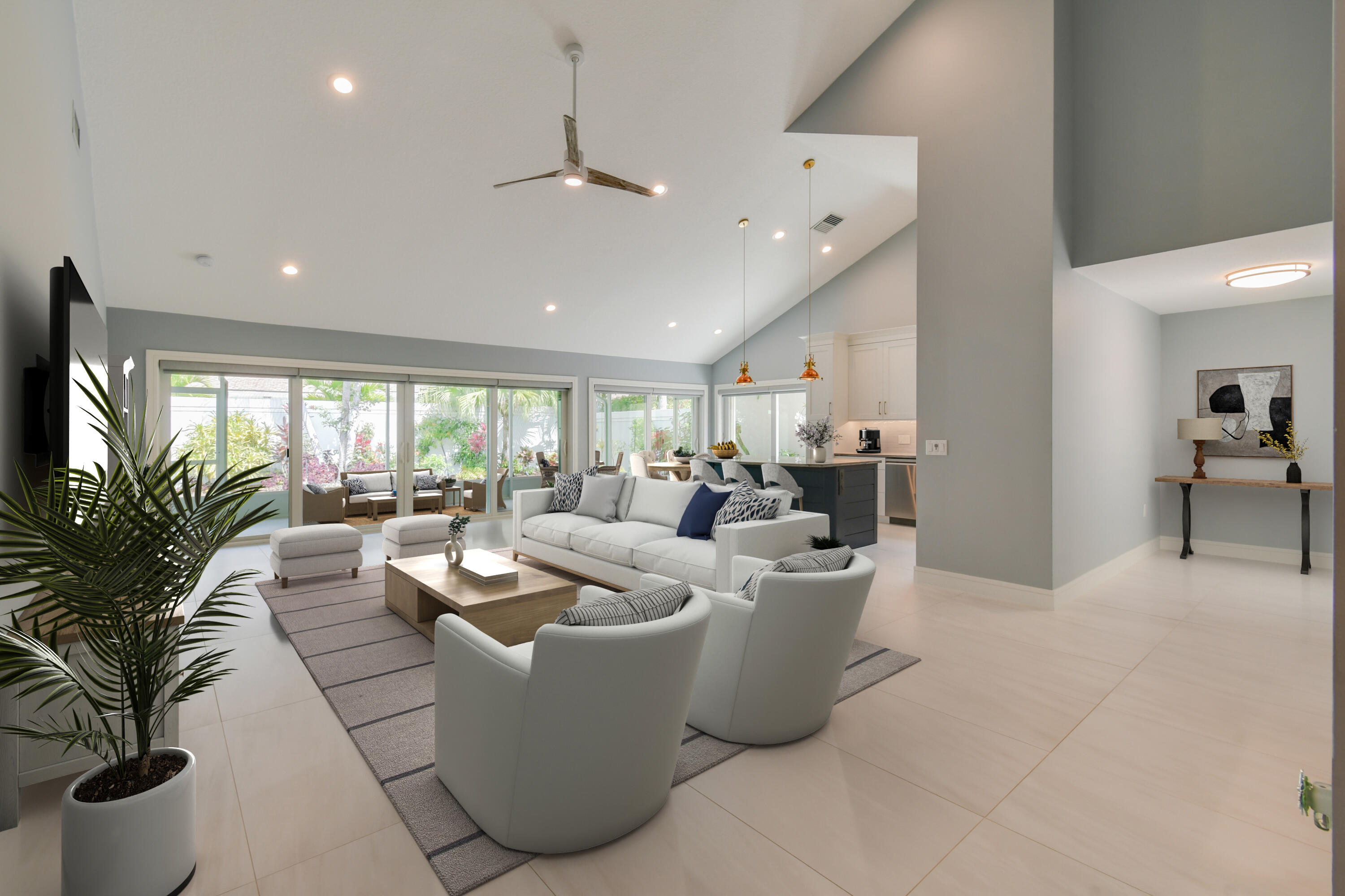 438 River Edge Road Jupiter, FL 33477 - Photo 7 of 80 a living room with furniture potted plant and a large window