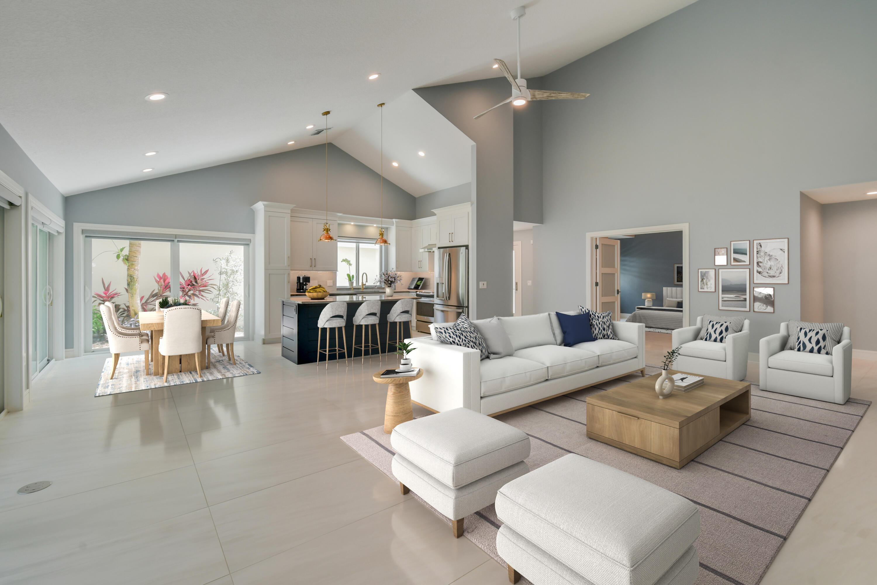 438 River Edge Road Jupiter, FL 33477 - Photo 9 of 80 a living room with furniture and a chandelier