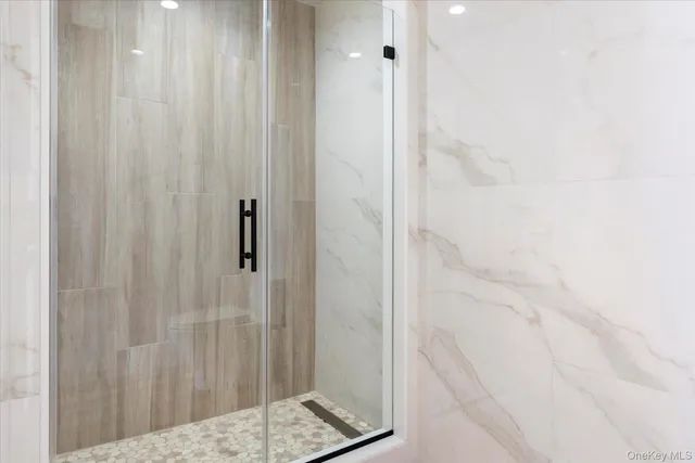 a bathroom with a shower