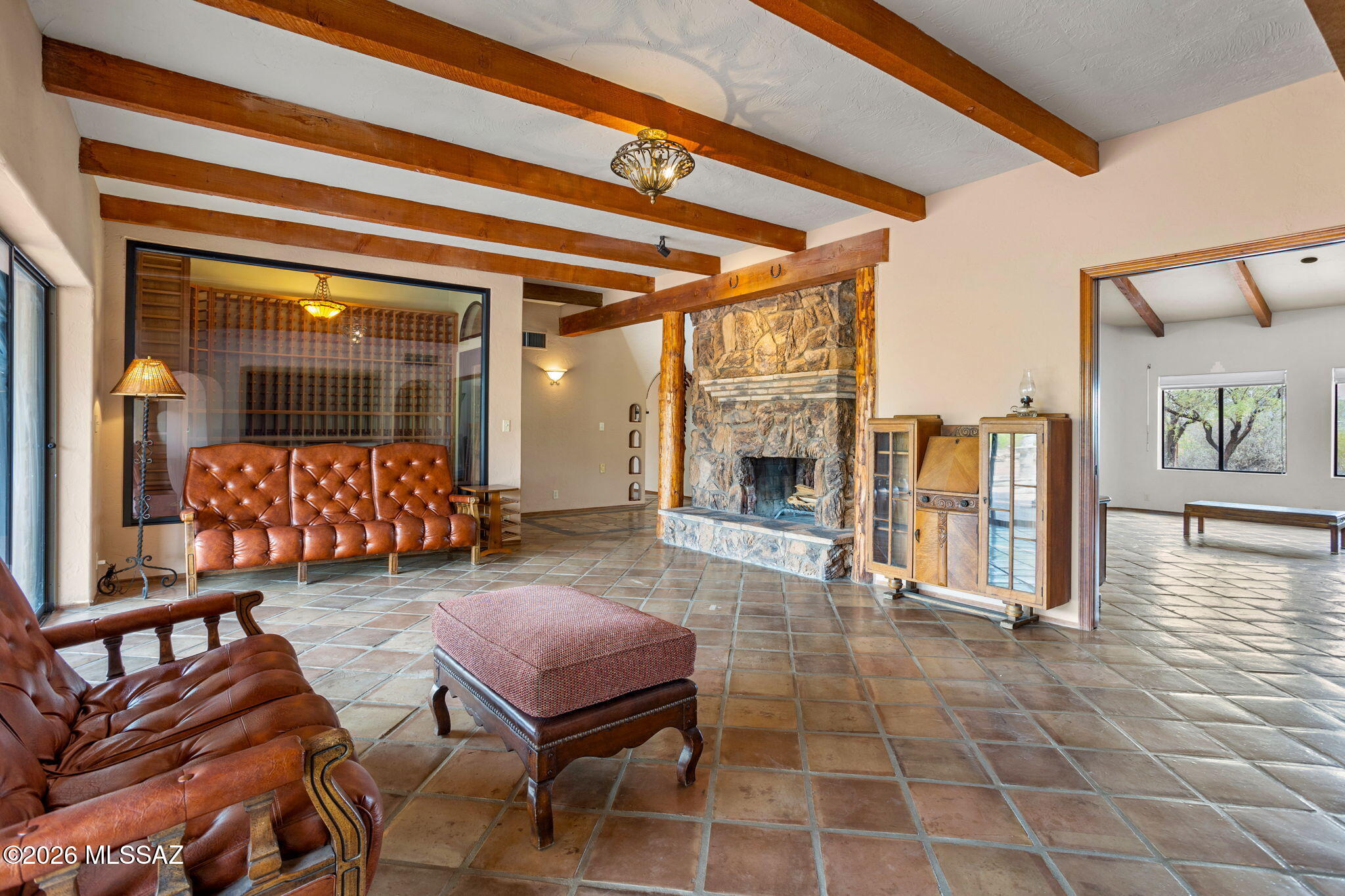 7171 South X9 Ranch Road Vail, AZ 85641 - Photo 11 of 50 Vintage leather sofa & loveseat, Art Deco display case included.