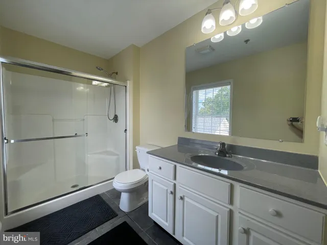 a bathroom with a shower and a toilet