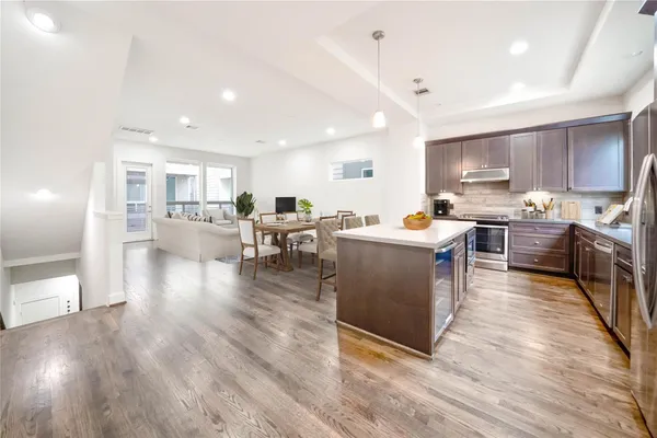 a kitchen with lots of counter top space