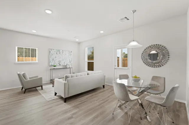 a living room with furniture