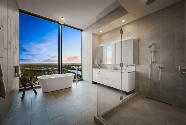 a view of a bathtub in balcony