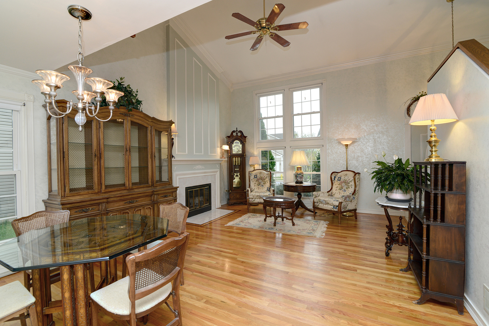 794 Burning Trail Carol Stream, IL 60188 - Photo 9 of 35 a living room with fireplace furniture and a wooden floor