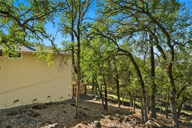 a backyard of a house with lots of green space