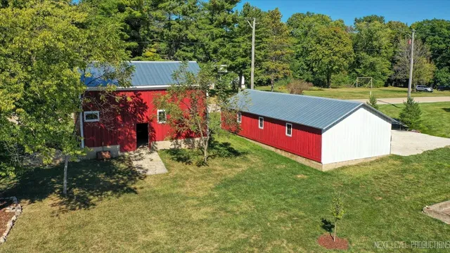 an aerial view of a house