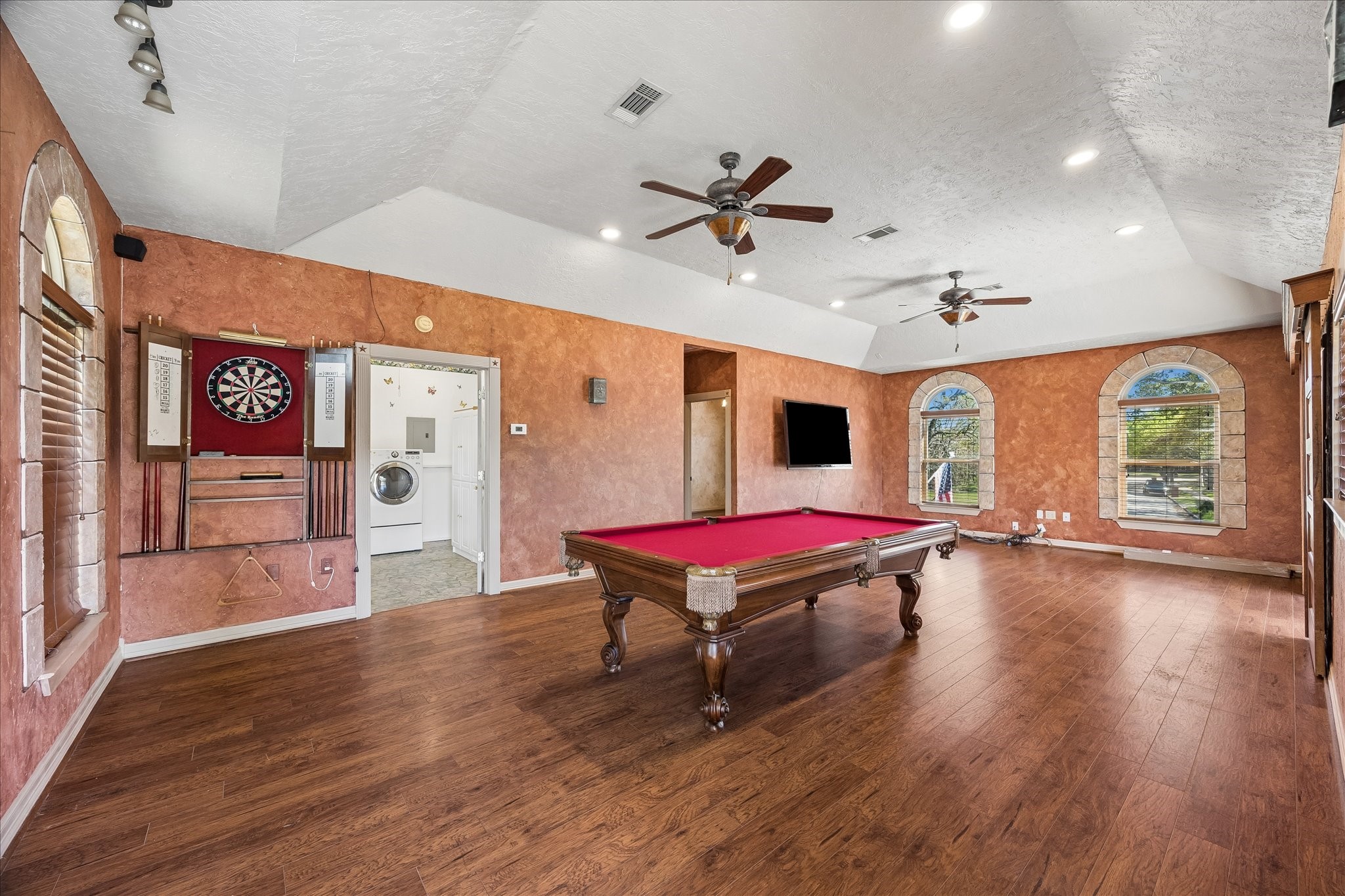 1835 Raintree Circle Seabrook, TX 77586 - Photo 25 of 50 a living room with furniture pool table wooden floor and window