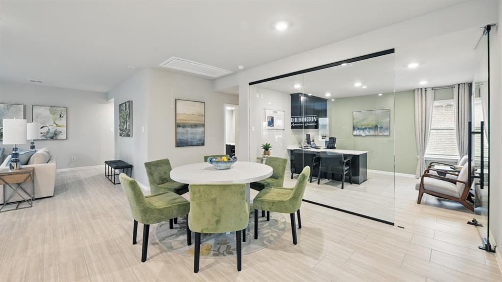 1645 Tin Roof Road Krum, TX 76249 - Photo 6 of 36 a view of a dining room with furniture and wooden floor