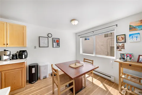 a view of a kitchen and a window