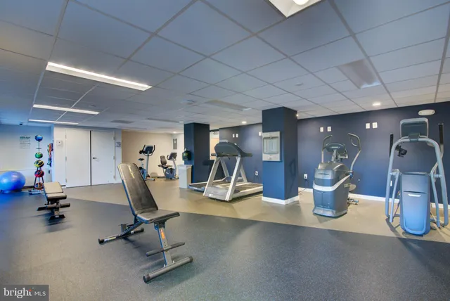 a view of a room with gym equipment