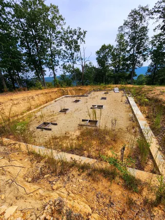 a view of a garage with wooden floor