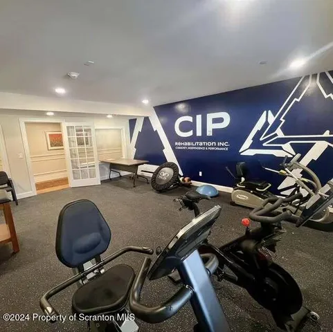 a room with gym equipment