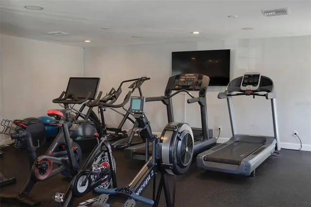 a view of a room with gym equipment