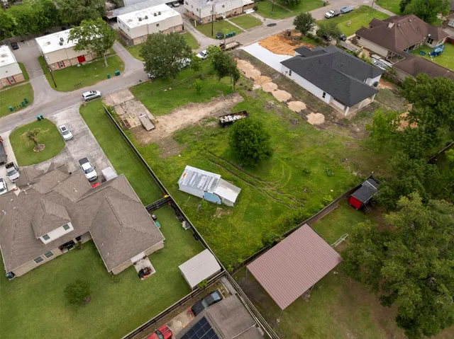 an aerial view of a house