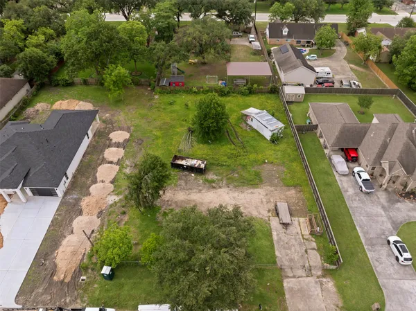 an aerial view of a house
