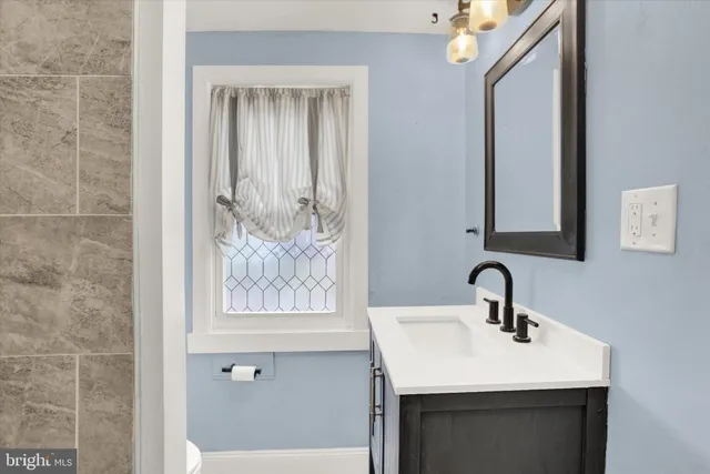 a bathroom with a bathtub