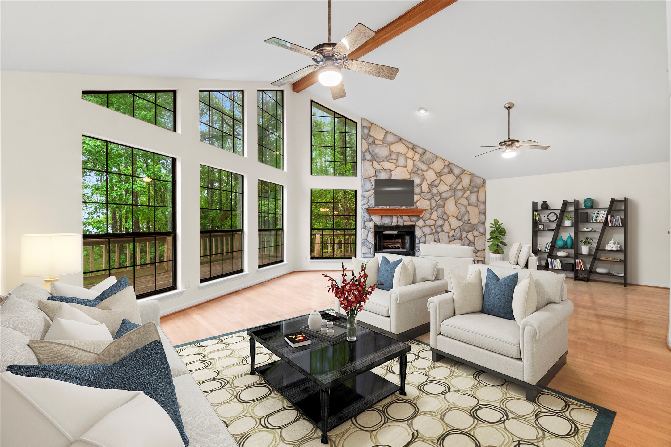 200 Johnson Road Coldspring, TX 77331 - Photo 19 of 49 a living room with furniture large window and outer view