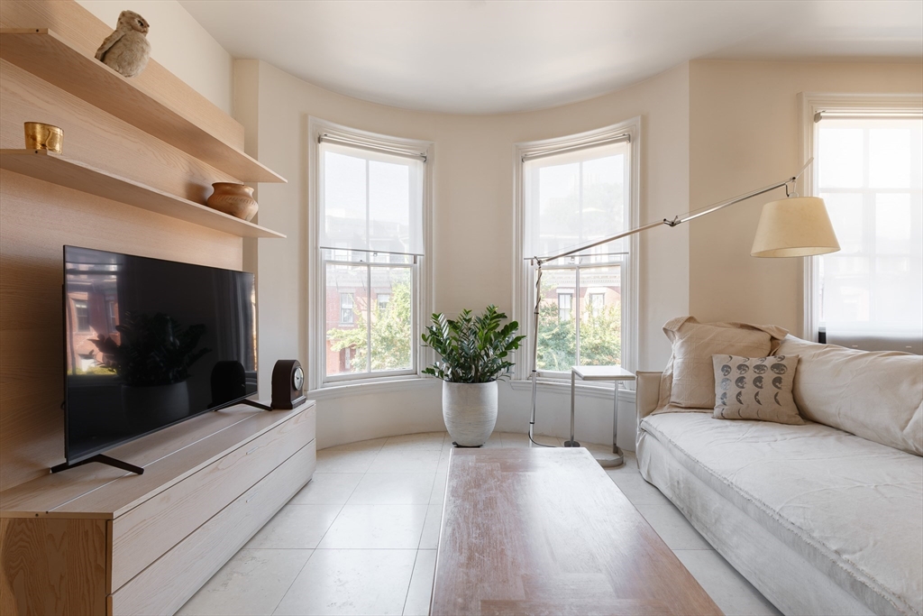 80 Appleton Street Boston, MA 02116 - Photo 12 of 30 a living room with furniture a flat screen tv and a fireplace