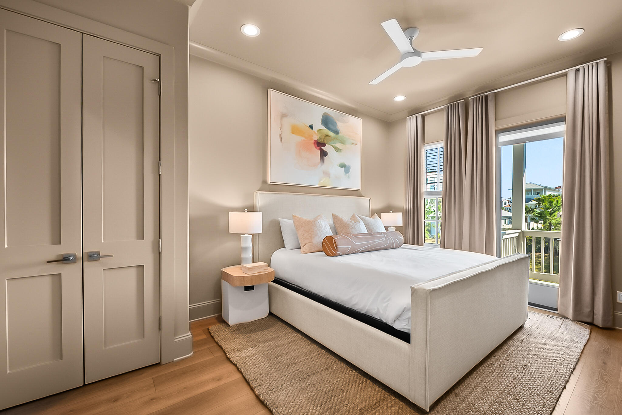 70 Marthas Lane, Unit 2204 Santa Rosa Beach, FL 32459 - Photo 14 of 29 a bedroom with a large bed and a chandelier