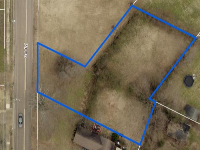 4076 Oak Road Bartlett, TN 38135 - Photo 2 of 2 Aerial map of property and surrounding area featuring property parcel outlined